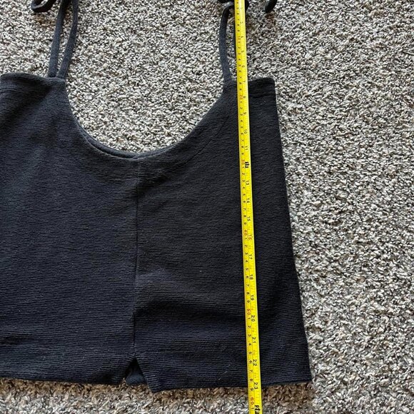 Black Madewell Lace Tied Sleeve Womens Medium Crop Top Festival Layering Blouse - Picture 4 of 5